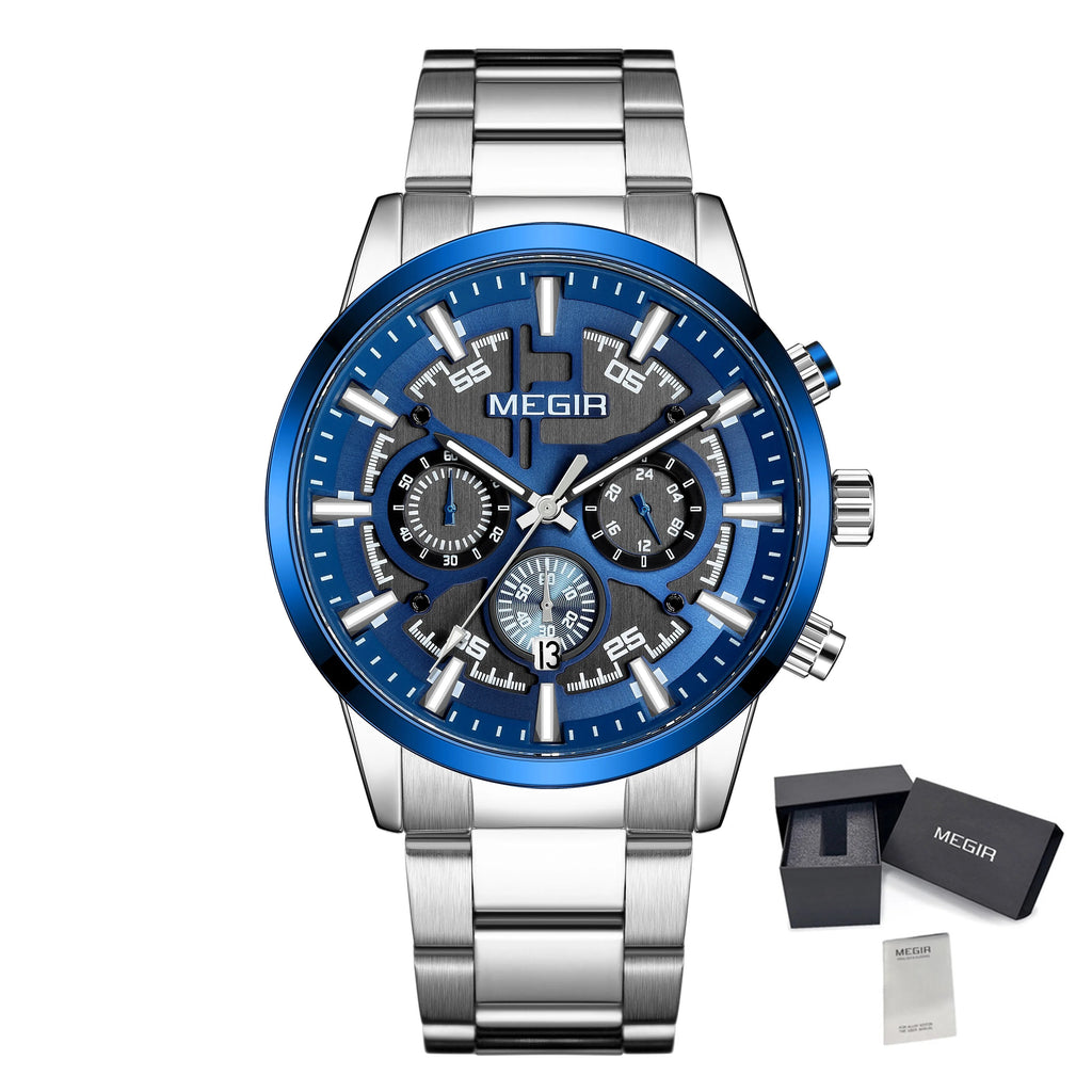 MEGIR Business Chronograph Steel Watch | Orvane Legacy