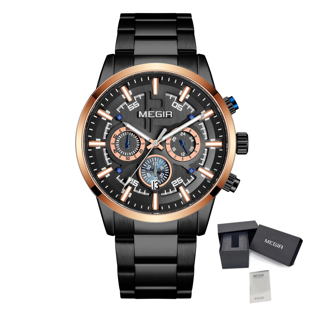 MEGIR Business Chronograph Steel Watch | Orvane Legacy