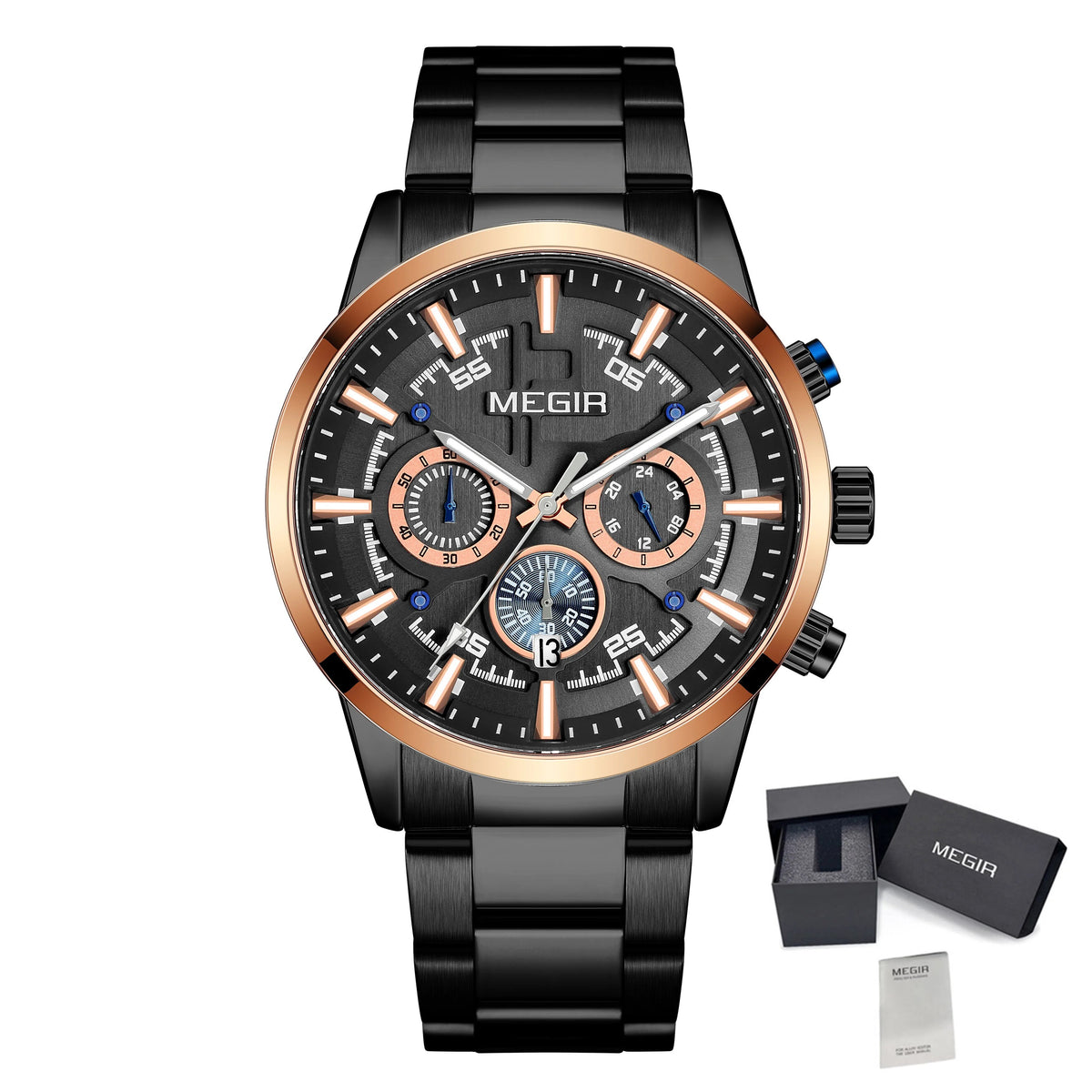 MEGIR Business Chronograph Steel Watch | Orvane Legacy