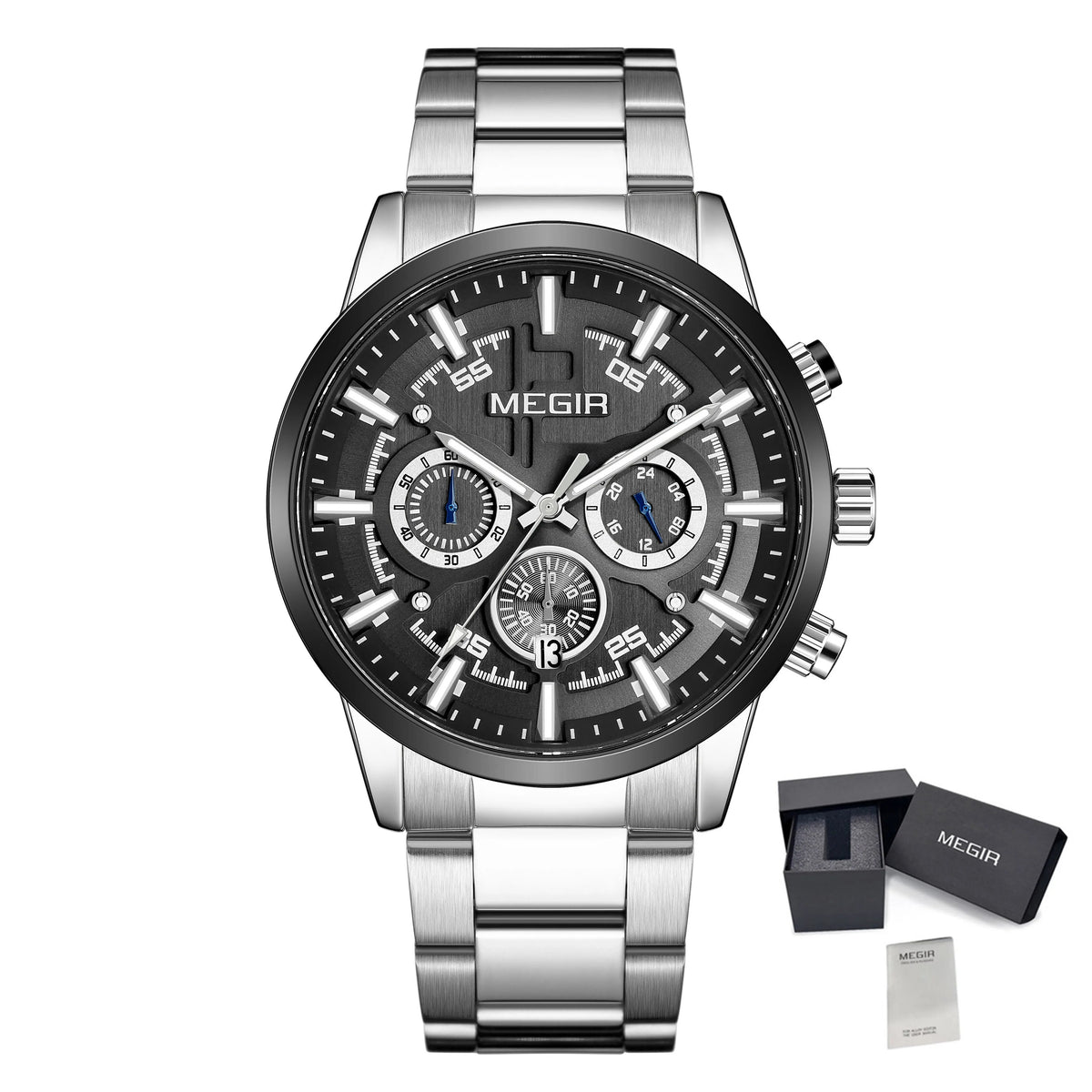 MEGIR Business Chronograph Steel Watch | Orvane Legacy