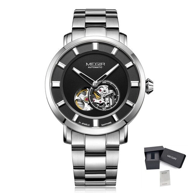 MEGIR Skeleton Automatic Steel Watch | Orvane Legacy