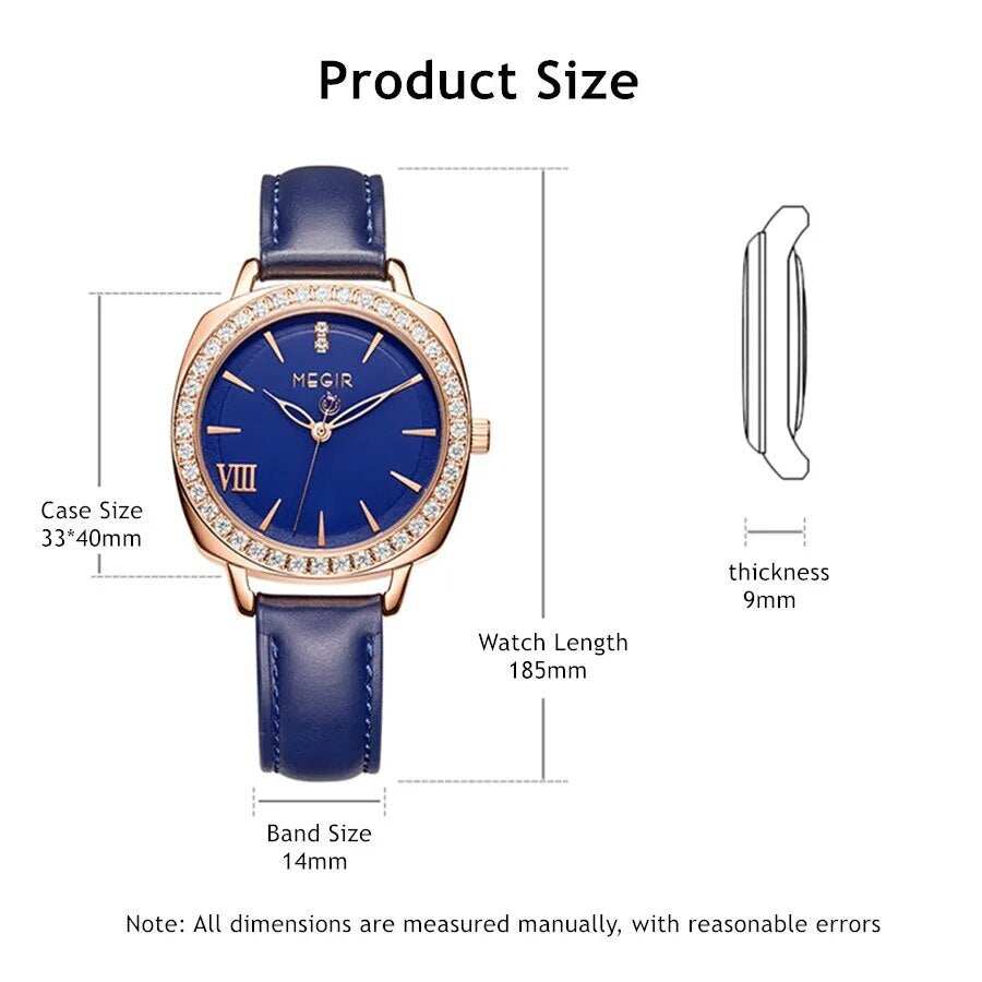 MEGIR Rose Gold Crystal Dress Watch | Orvane Legacy