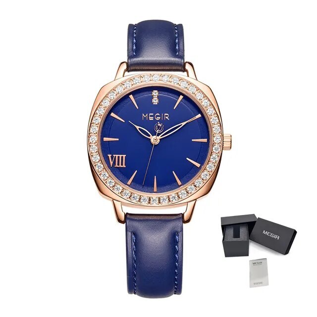 MEGIR Rose Gold Crystal Dress Watch | Orvane Legacy