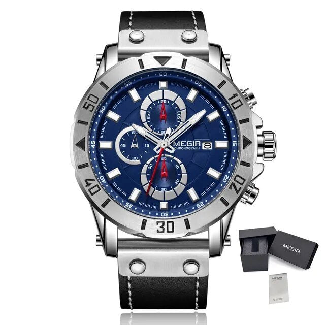 MEGIR Military Chronograph Leather Watch | Orvane Legacy