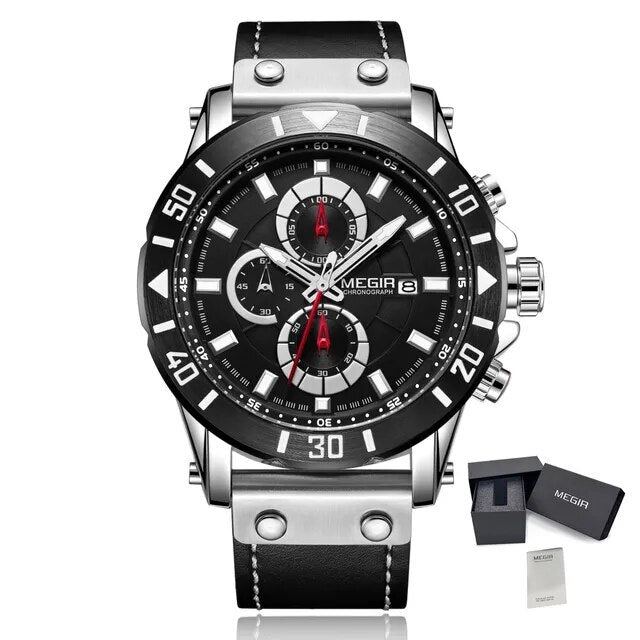 MEGIR Military Chronograph Leather Watch | Orvane Legacy
