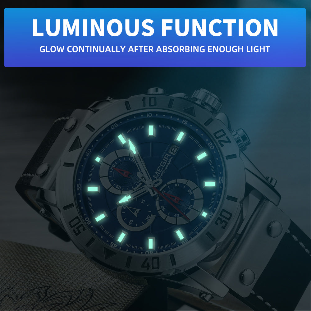 MEGIR Military Chronograph Leather Watch | Orvane Legacy