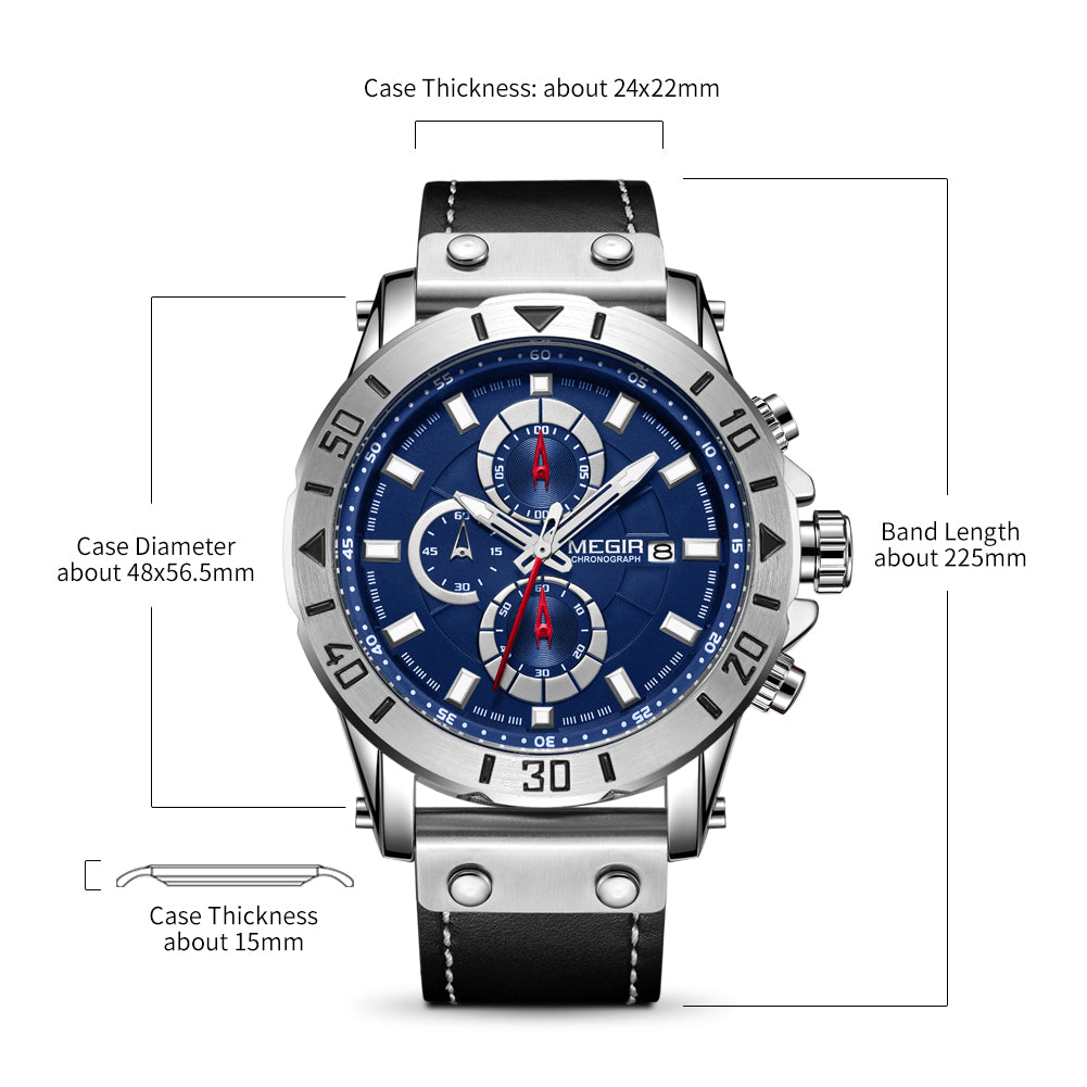 MEGIR Military Chronograph Leather Watch | Orvane Legacy
