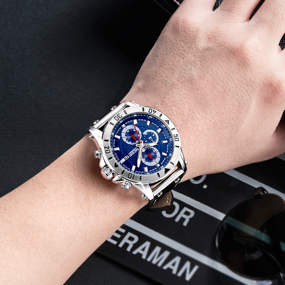 MEGIR Military Chronograph Leather Watch | Orvane Legacy
