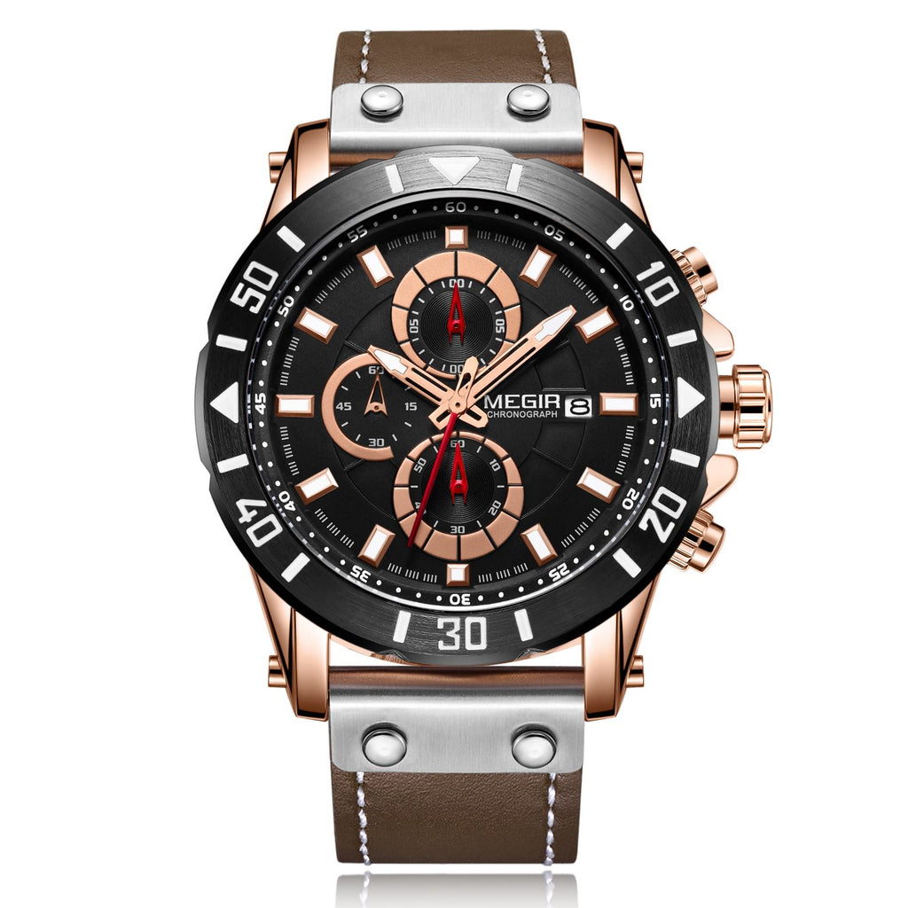 MEGIR Military Chronograph Leather Watch | Orvane Legacy