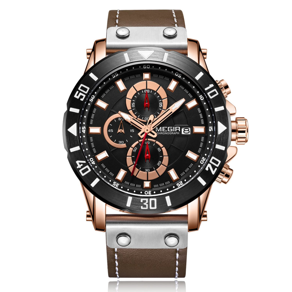 MEGIR Military Chronograph Leather Watch | Orvane Legacy