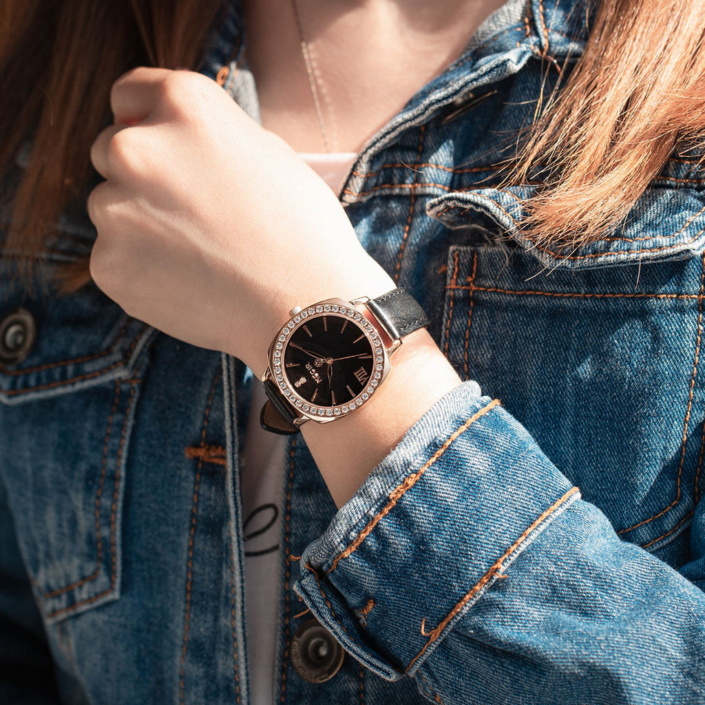 MEGIR Rose Gold Crystal Dress Watch | Orvane Legacy