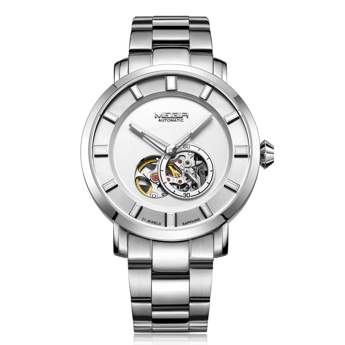 MEGIR Skeleton Automatic Steel Watch | Orvane Legacy