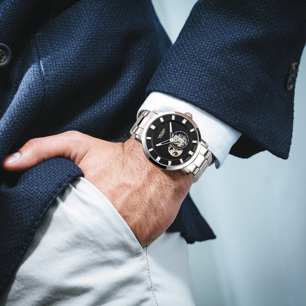 MEGIR Skeleton Automatic Steel Watch | Orvane Legacy