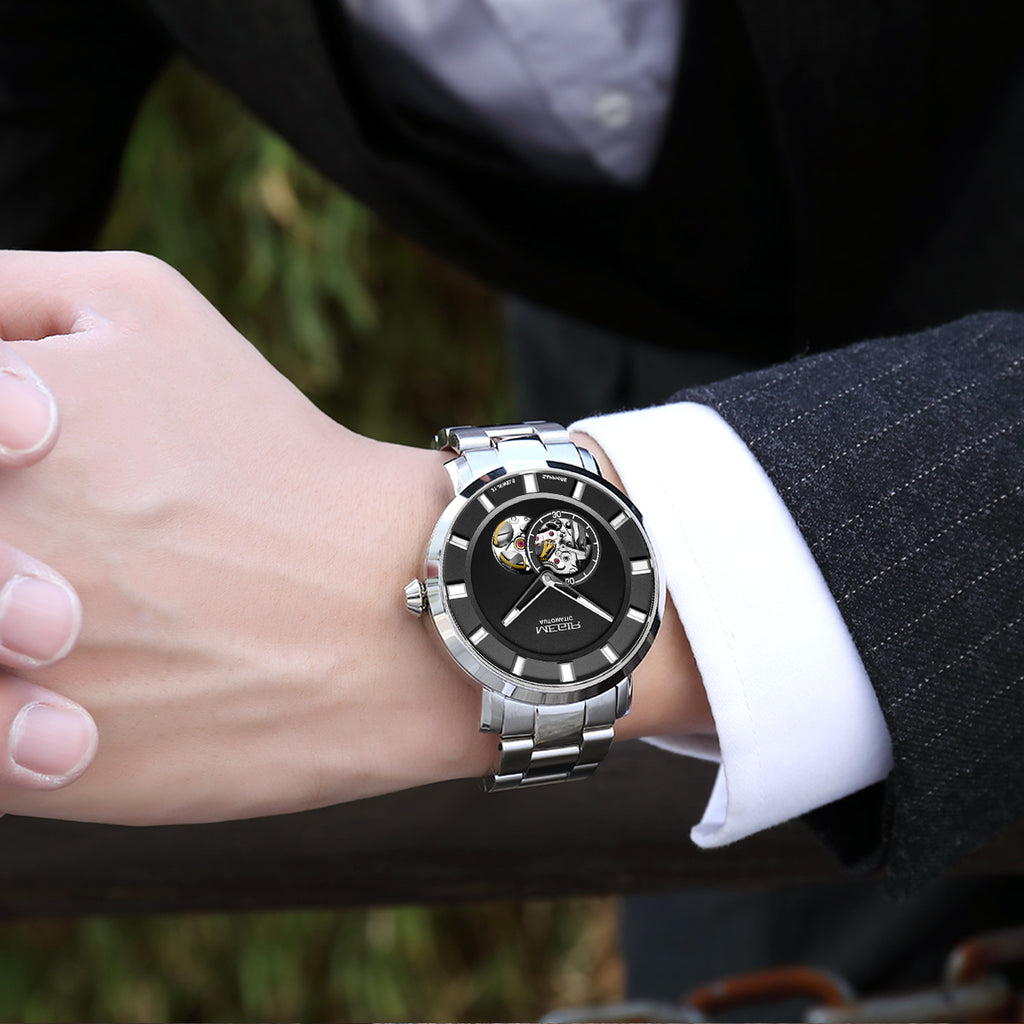 MEGIR Skeleton Automatic Steel Watch | Orvane Legacy