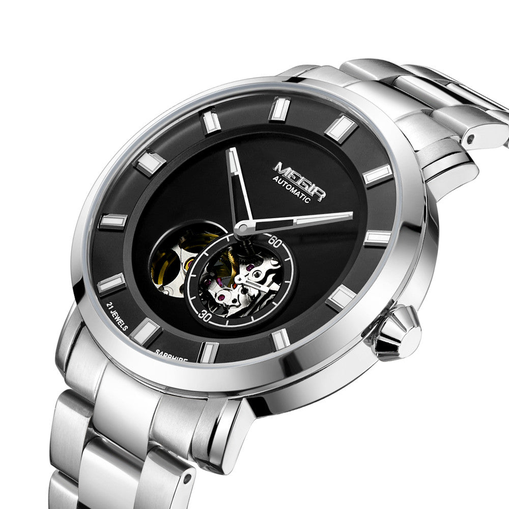 MEGIR Skeleton Automatic Steel Watch | Orvane Legacy