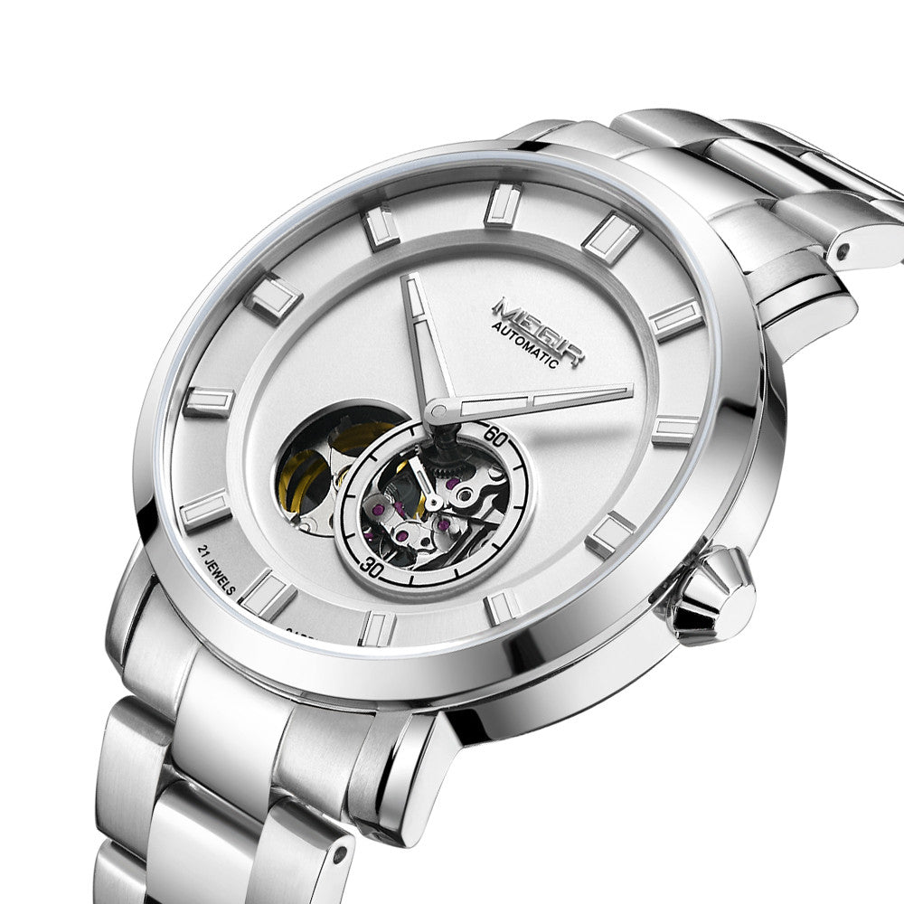MEGIR Skeleton Automatic Steel Watch | Orvane Legacy