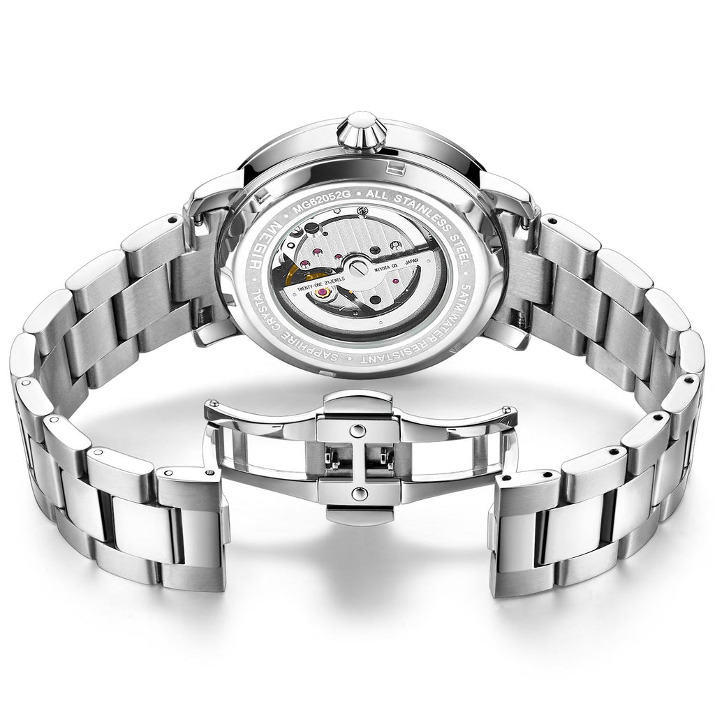 MEGIR Skeleton Automatic Steel Watch | Orvane Legacy