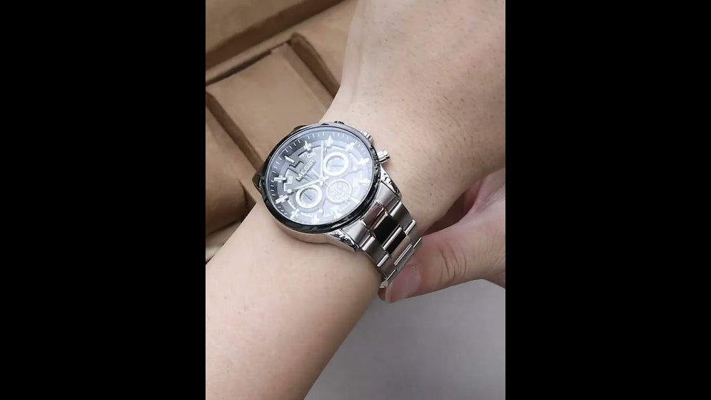 MEGIR Business Chronograph Steel Watch | Orvane Legacy