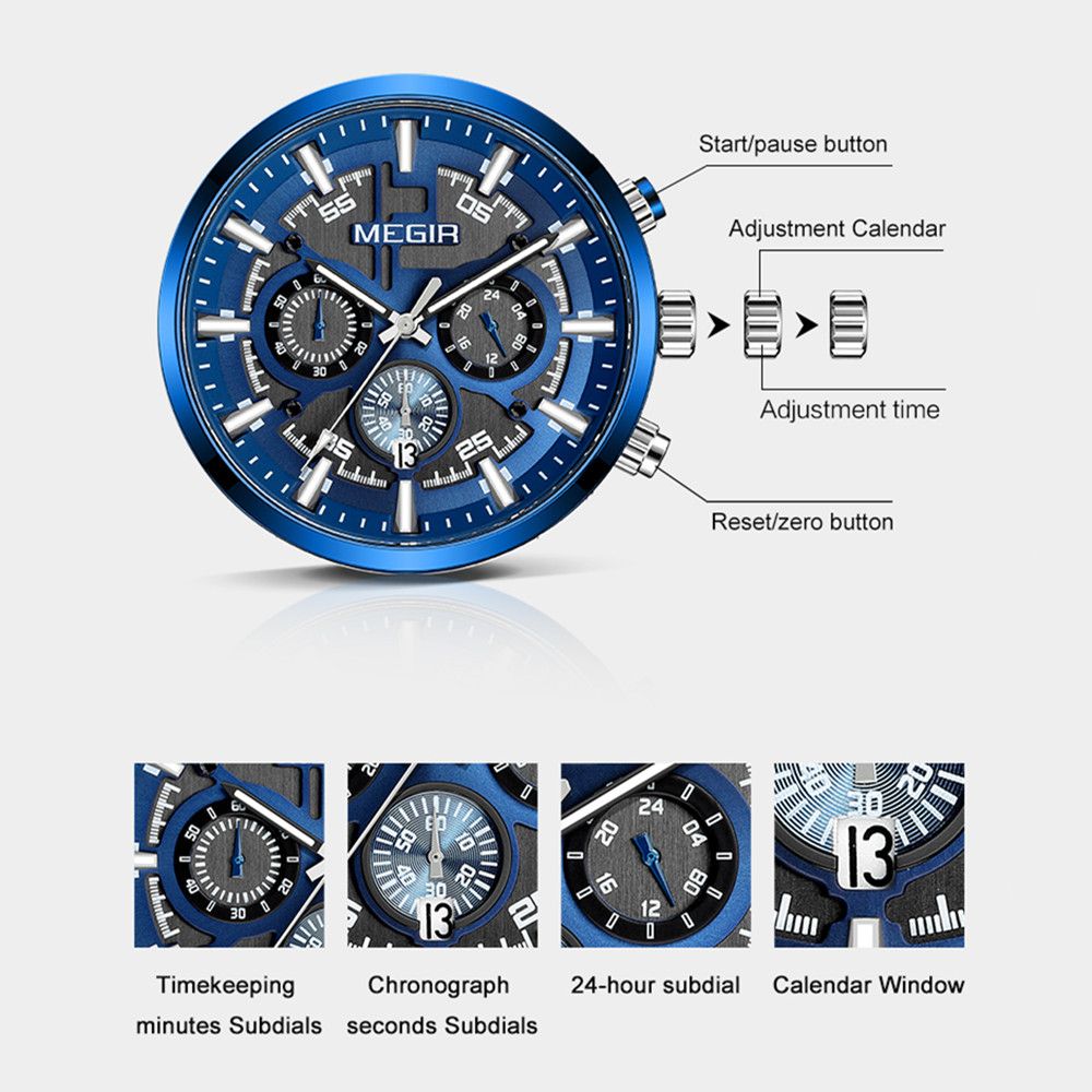 MEGIR Business Chronograph Steel Watch | Orvane Legacy