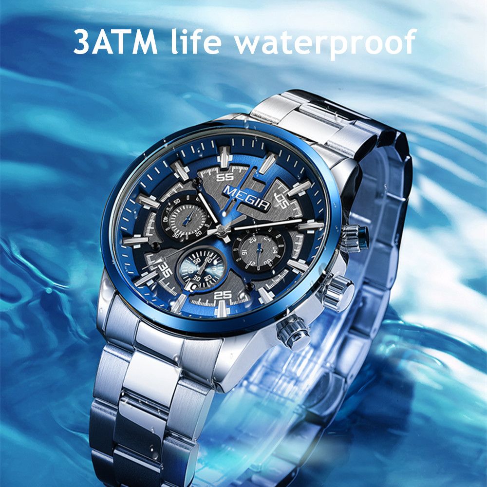 MEGIR Business Chronograph Steel Watch | Orvane Legacy