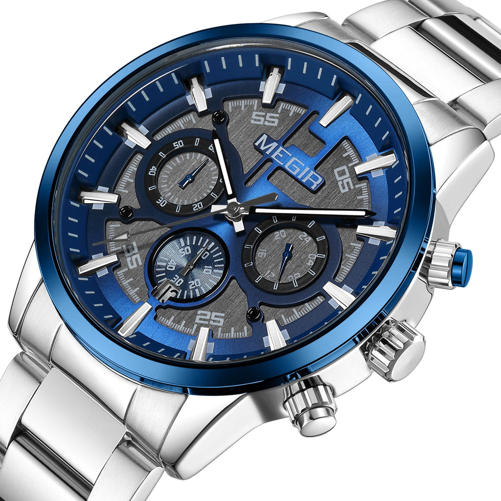 MEGIR Business Chronograph Steel Watch | Orvane Legacy