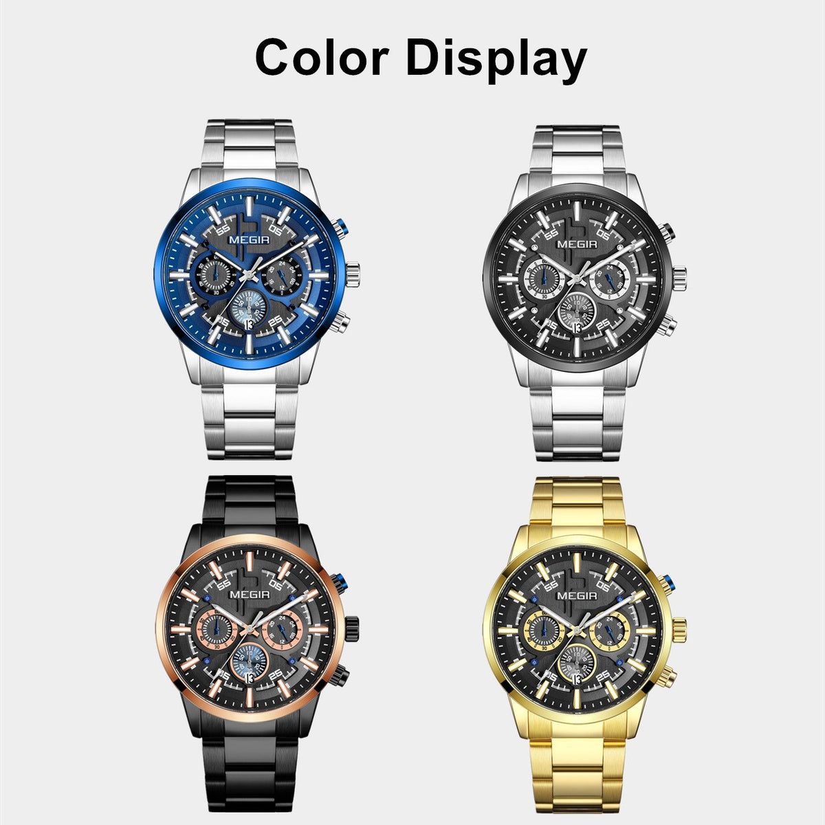 MEGIR Business Chronograph Steel Watch | Orvane Legacy