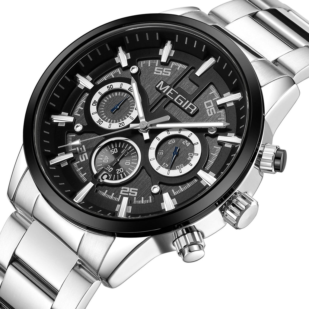 MEGIR Business Chronograph Steel Watch | Orvane Legacy