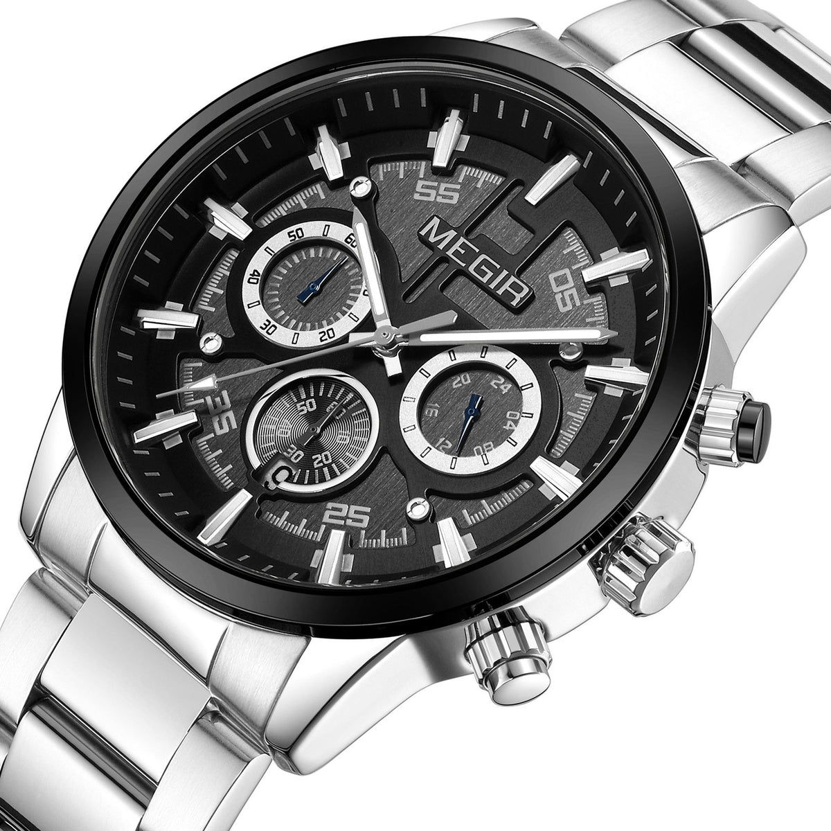 MEGIR Business Chronograph Steel Watch | Orvane Legacy
