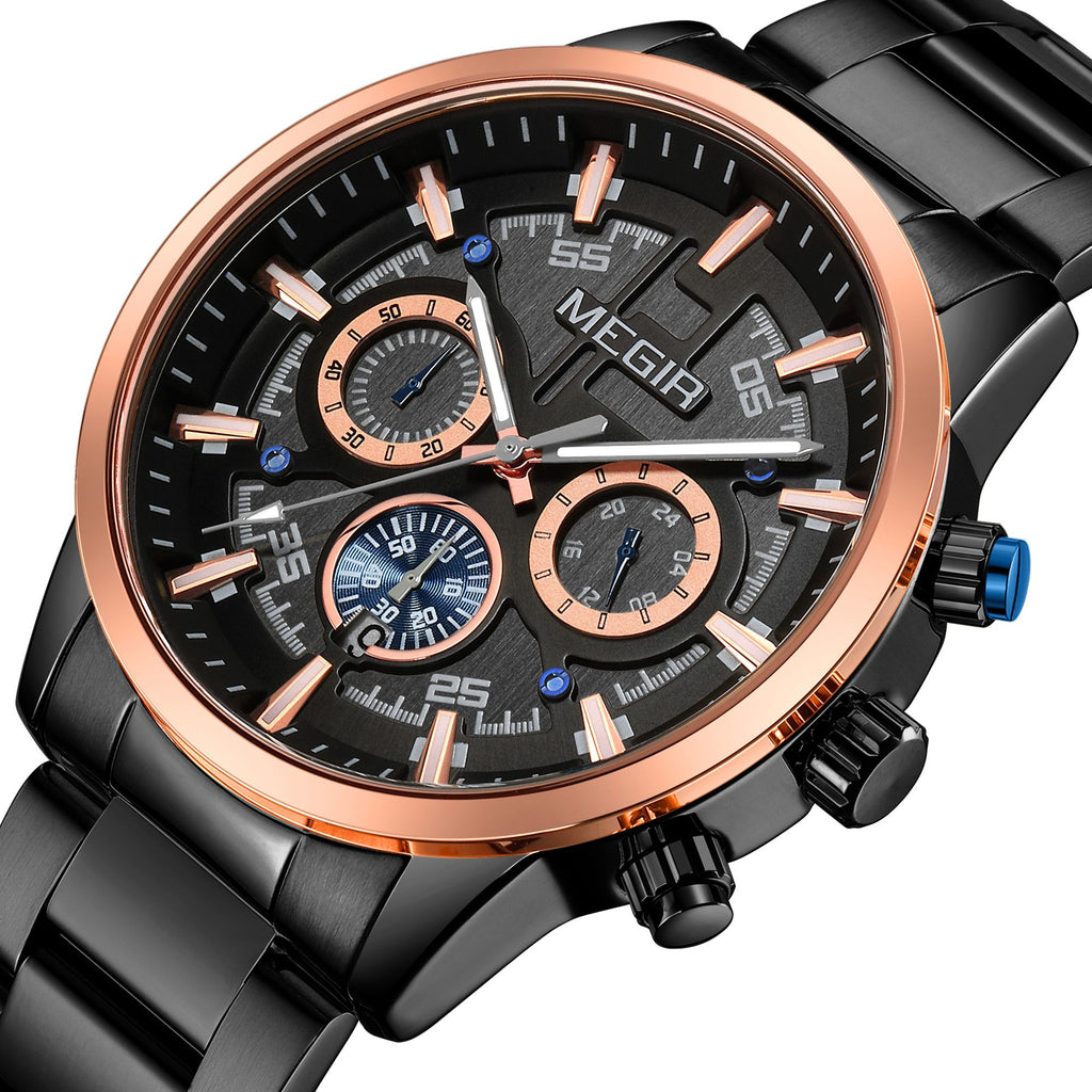MEGIR Business Chronograph Steel Watch | Orvane Legacy